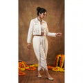White Denim Jacket Dhoti Set
