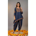 Blue Denim Lambani Tunic-Dhoti Set