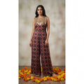 Madder Ajrakh Modal Silk Jumpsuit with Embroidery