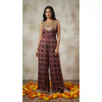 Madder Ajrakh Modal Silk Jumpsuit with Embroidery